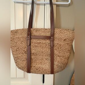 Zara Brown Leather Trim Tote Bag
